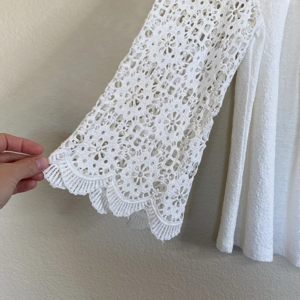 Anthropologie Eri & Ali marigold lace blouse women’s small white